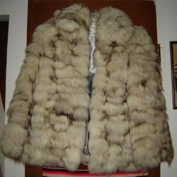 Womens Vintage Fluffy Fox Fur Jacket Coat S Small Ilyse Furs Paris New York - Picture 1 of 5